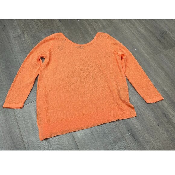 Massimo Dutti Orange Italian Yarn Viscose Blend Asymmetrical Light Tee Sz Small - Picture 1 of 9